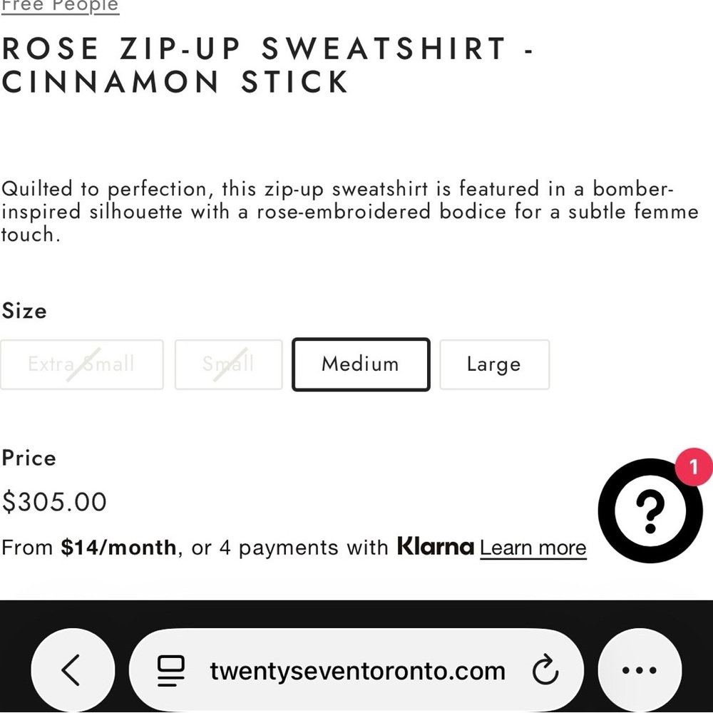 $385 FREE PEOPLE Rose Brown Quilted Sweatshirt Cinammon Bomber Jacket S - Picture 2 of 11